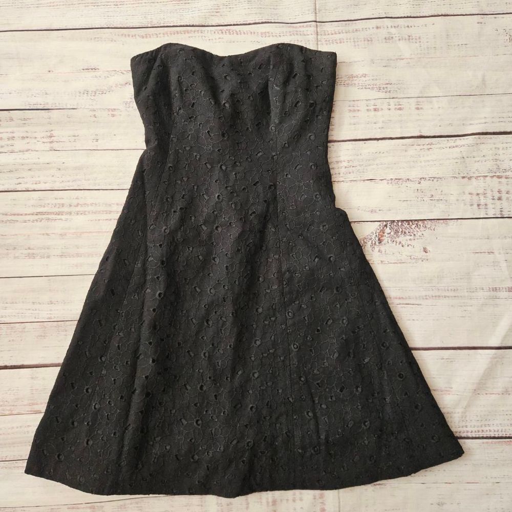 Shoshanna Black Eyelet Strapless Fit & Flare Dress Date Night Womens 4